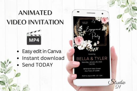 Boho Engagement Party Invite W1123: Effortless Digital Invitations