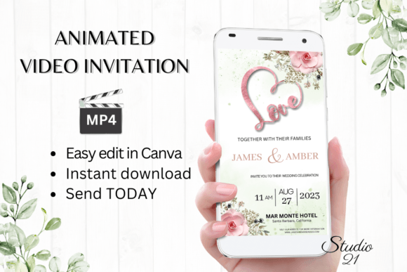 Boho Wedding Invitation W8120: Effortless Digital Elegance