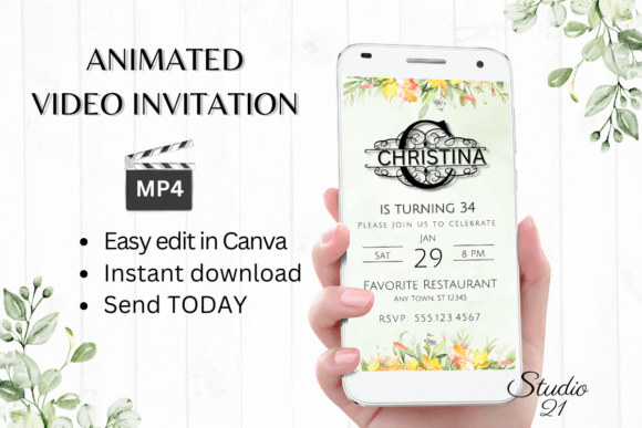 Digital Invitation (Monogram Letter C): Your Instant Animated Evite