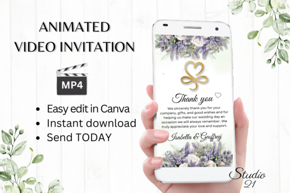 Digital Wedding Thank You W9418TU: Elegant Animated Invitations