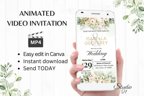 Electronic Wedding Invitation W8428: Effortless Digital Elegance