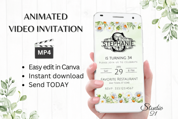 Elegant Digital Invitation (Monogram Letter S) for Modern Events