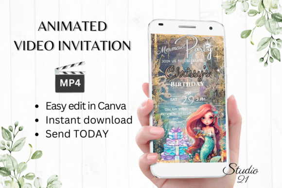 Enchanting Animated Mermaid Birthday Invite for Magical Celebrations