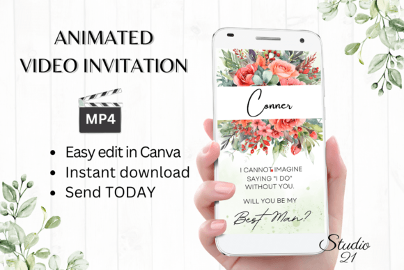 Floral Best Man Proposal W3136BM: A Designer’s Take on This Animated Typeface