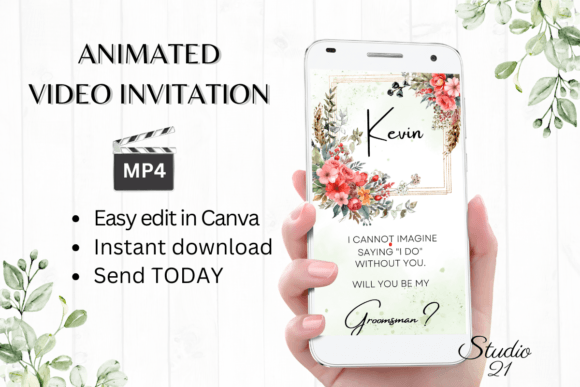 Floral Groomsman Proposal W3132GM: A Digital Touch of Elegance