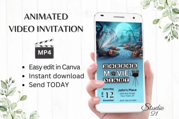 Host a Spooky Movie Night with This Animated Halloween Invite
