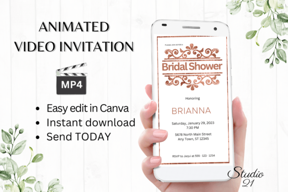 Minimalist Bridal Shower Invite W4926: A Modern Template for Effortless Celebration