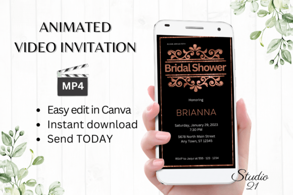 Minimalist Bridal Shower Invite W4927: A Modern Template for Effortless Celebrations