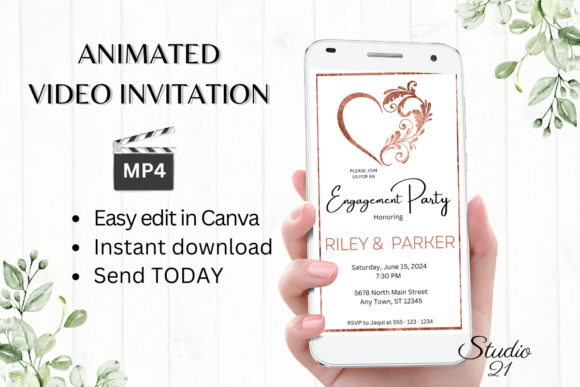 Minimalist Engagement Party Invite W1920: Digital Design Simplified