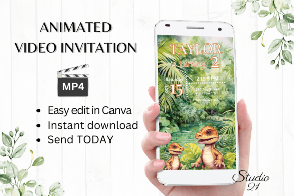 Roar into Fun: Animated Dinosaur Birthday Invitations
