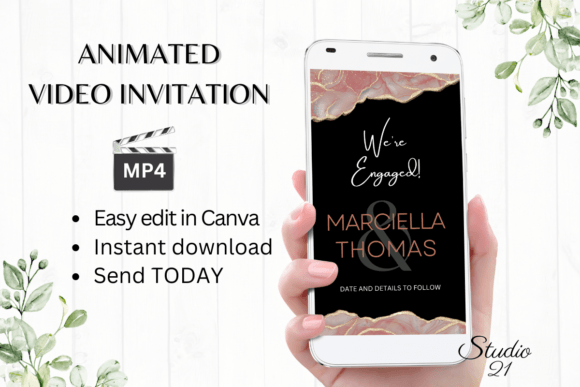 Stunning Engagement Announcement: W1929B Digital Template